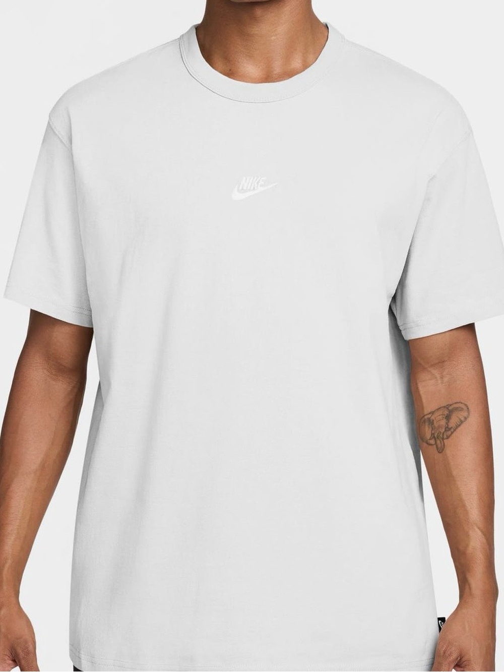 Nike Men's Loose Heavyweight White Logo Crewneck T-Shirt Large